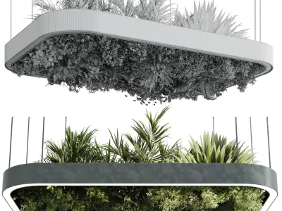 Rectangle pot light pendant - plant light hanging 28 3D model