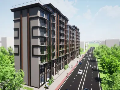 Apartment model with terrace 3D model