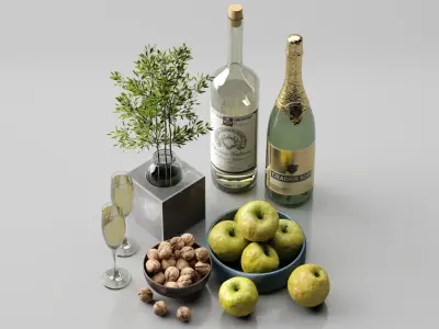Apple Fruit Set 3D model
