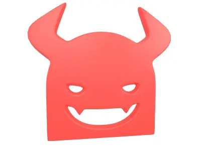 Angry Face with Horns Symbol V1 003 Low-poly 3D model