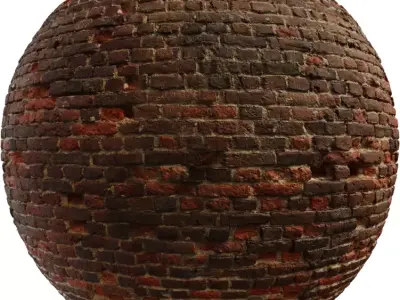 Old Weathered Red Brick Wall PBR Texture Texture