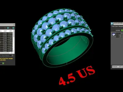 Light Gold Diamond Men Ring 2MR027 3D print model