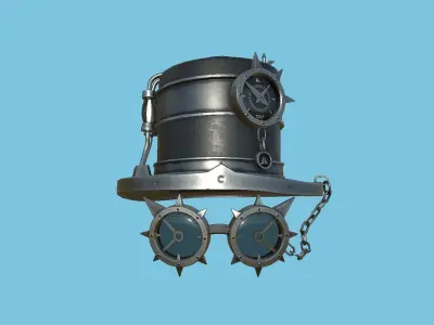 Steampunk Hat 03 Dark Black - SciFi Character Design Low-poly 3D model