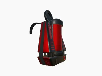 SciFi Backpack J08 Black Red - Fashion Character Design Low-poly 3D model