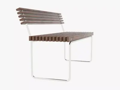 Wooden street bench 3D model purchase