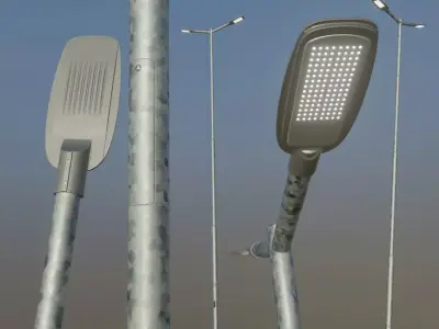 Street Light 2 Galvanized F2 M1 K0 6000mm Low-poly 3D model