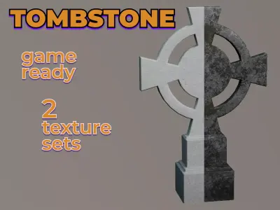 Christian Burial Cemetery Cross Tombstone tomb Low-poly 3D model