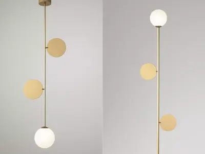 Plates pendant light with two balls hanging from it 3D model