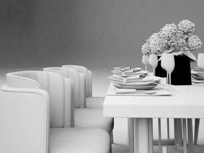 Tenarchstudio Ling Dong Series Dining Table 01 Render ready Vray 3D model