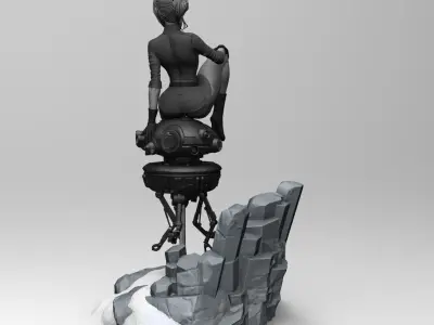 Starwars Imperial Admiral Girl and Probe-droid 3D print model