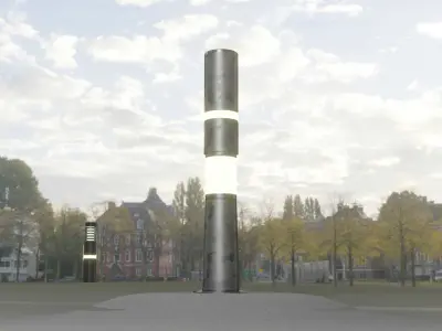 Galvanized Light-Column -8- Street-Light 9 Low-poly 3D model