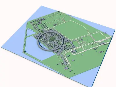 Yumeshima Island Osaka Bay Artificial Island Future Expo Site 3D model