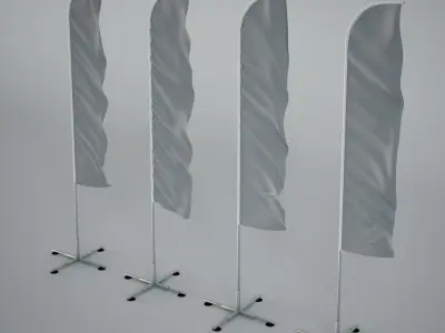 Flag banners 3D model