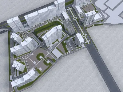 Urban Area 03  Low-poly 3D model