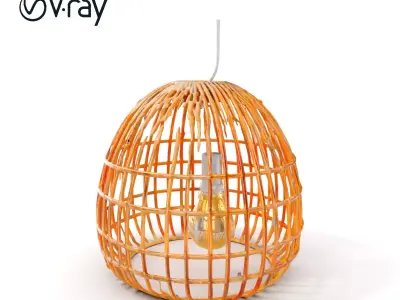 Wicker Pendant Lamp model pack with detailed textures Low-poly 3D model