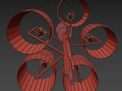 LIBERTY modern chandelier with brass and glass shades 3D model