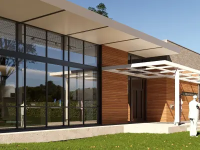 laboratory building Low-poly 3D model