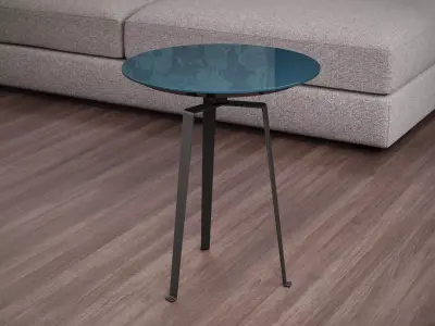 Tie wooden coffee table with metal legs 3D model