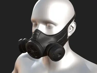 Gas mask helmet 3d model military combat fantasy  Low-poly 3D model