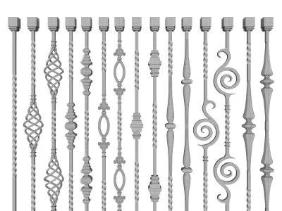 Wrought Iron Bundle No01 Railing 3D model