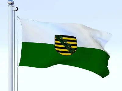 Animated Saxony German State Flag Low-poly 3D model