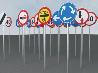 road traffic sings pack 3D model