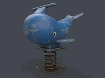 PBR Outdoor Spring Swing Playground Toy B Low-poly 3D model