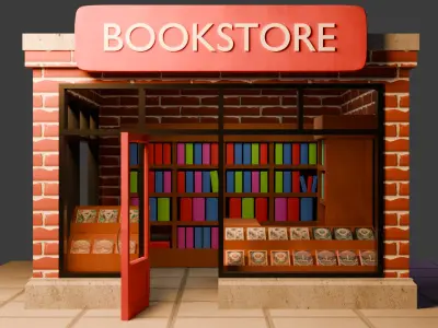 Book Store Low-poly 3D model