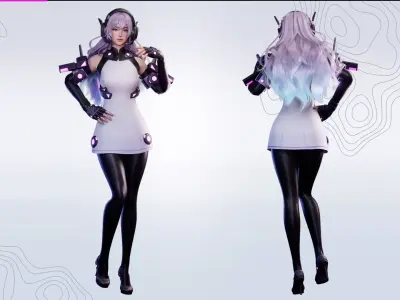 Cyber Operator Girl Ophelia - Game Ready Low-poly 3D model