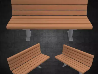 Park bench for landscape or architectural scene Low-poly 3D model