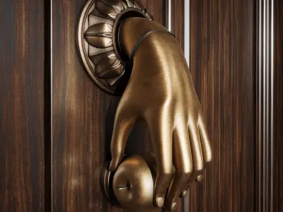 A doorknob shaped like a human hand Low-poly 3D model