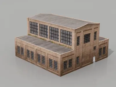 Industrial building 002 Low-poly 3D model
