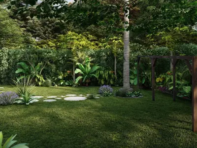 3D Exterior Scene 3D model design garden and landscape 3D  3D model
