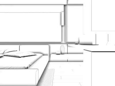 Modern Minimalist Style Bedroom 3D Scene Model 3D model