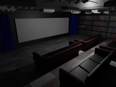 Cinema Room Low-poly 3D model