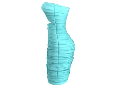 Teal And Pink Wrinkled Strapless Beautiful Mini Bodycon Dress Low-poly 3D model