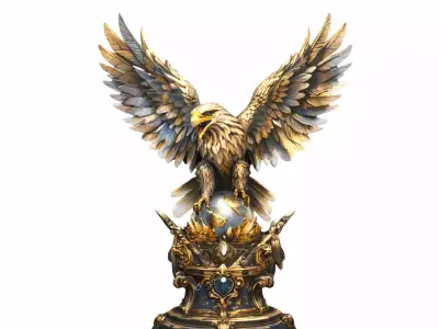 Majestic Eagle Guardian Statue 3D model
