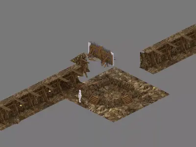 Mine Cave - Stone Wall 02 3D model