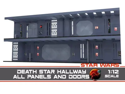 Death Star hallway walls and doors - 1-12 scale Blackseries 3D Model Pack