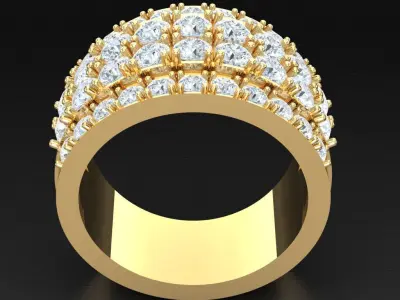 Light Gold Diamond Men Ring 2MR027 3D print model