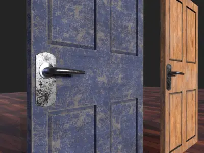 door wood low poly Low-poly 3D model purchase
