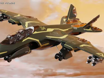 Armed Futuristic Military Fighter Green 3D model