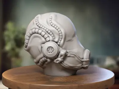 Robot Skull Headphone Stand  Cyborg Headset Stand  3D print model