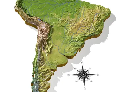 South America High resolution 3D relief maps 3D model