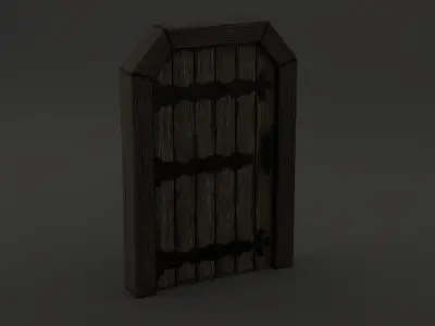 Medieval Door Wooden Decorative Handle 3D Model Low-poly 3D model