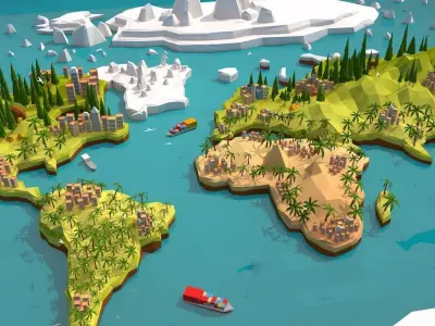 Cartoon Low Poly Earth World Map Low-poly 3D model