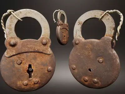 Old metal Lock Low-poly 3D model