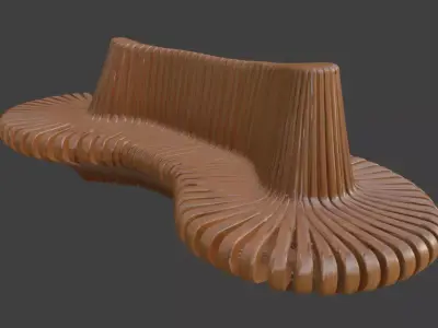 Wooden Park Bench 3D Model 3D model