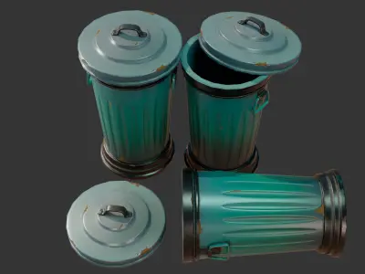 Stylized Trashcan 3D Model Pack