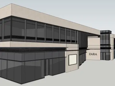 minimalist shopping mall in contemporary design 3D model